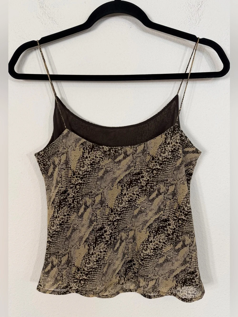Vintage Ann Taylor Silk Two Piece Skirt Set Brown Snakeskin Cami Midi Size 2/4 - Picture 9 of 16
